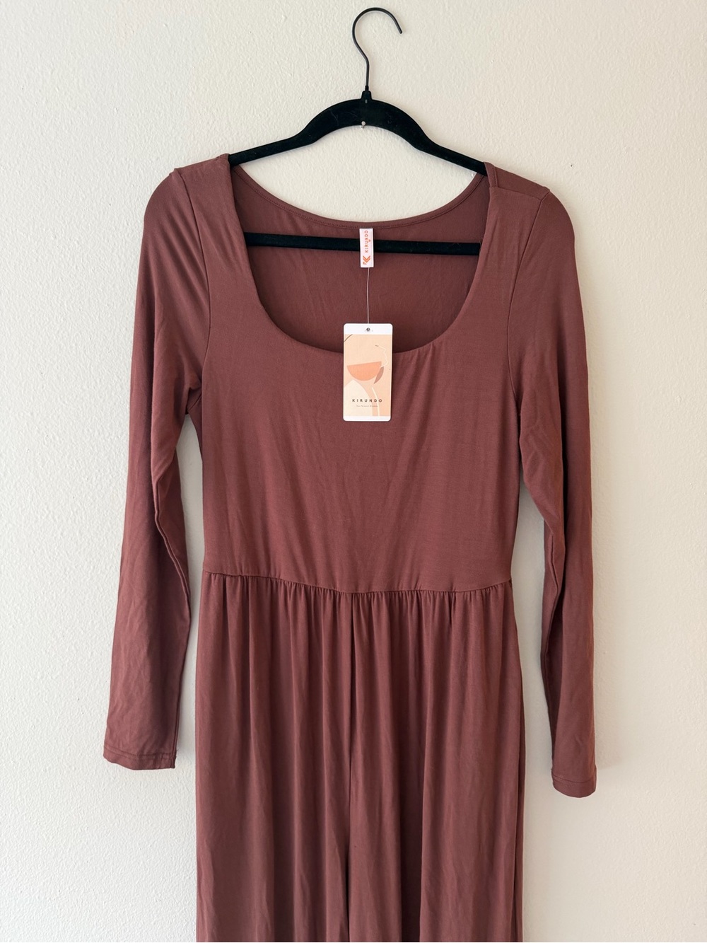 Wide-Leg Brown Jumpsuit - Picture 2 of 9